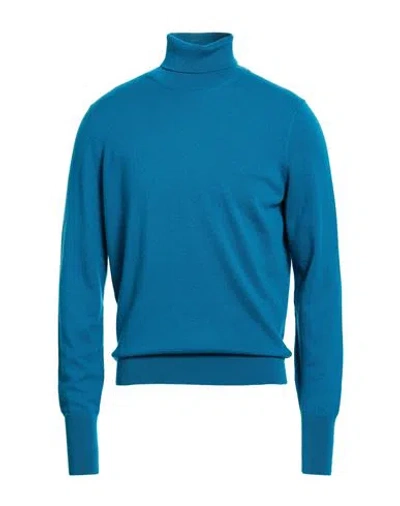 Drumohr Man Turtleneck Deep Teal Size 40 Cashmere In Blue