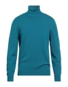 Drumohr Man Turtleneck Deep Teal Size 44 Merino Wool In Blue