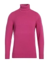 Drumohr Man Turtleneck Fuchsia Size 42 Merino Wool In Pink
