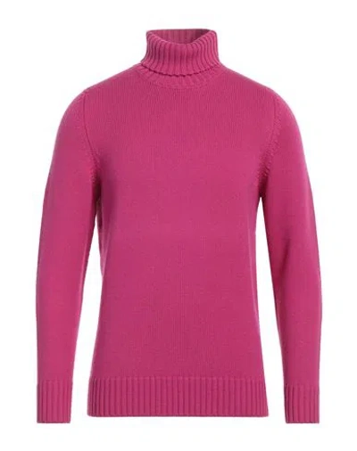 Drumohr Man Turtleneck Fuchsia Size 42 Merino Wool In Pink