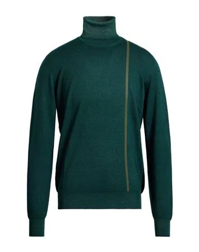 Drumohr Man Turtleneck Green Size 44 Merino Wool