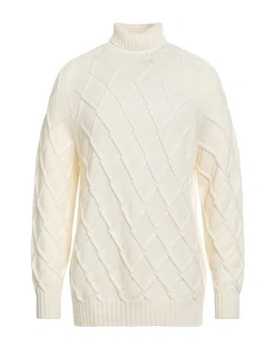Drumohr Man Turtleneck Ivory Size 46 Merino Wool In White