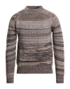 Drumohr Man Turtleneck Khaki Size 44 Merino Wool In Multi