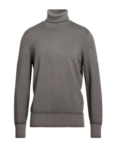 Drumohr Man Turtleneck Light Brown Size 42 Merino Wool In Green