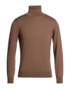 Drumohr Man Turtleneck Light Brown Size 44 Cashmere