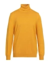 Drumohr Man Turtleneck Marigold Size 44 Merino Wool In Yellow