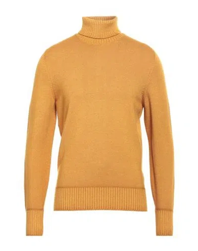 Drumohr Man Turtleneck Marigold Size 46 Merino Wool In Yellow