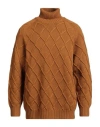 Drumohr Man Turtleneck Marigold Size 48 Merino Wool In Brown