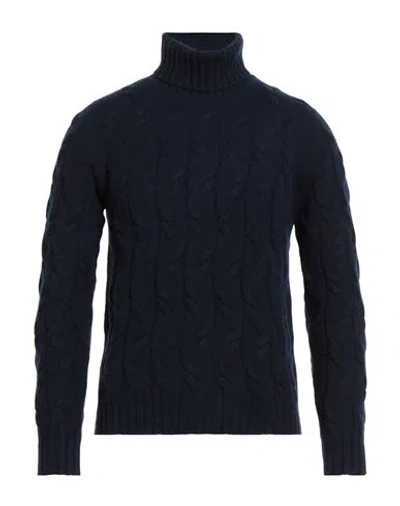 Drumohr Man Turtleneck Midnight Blue Size 38 Cashmere In Blue