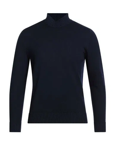 Drumohr Man Turtleneck Midnight Blue Size 40 Merino Wool In Black