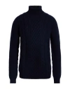 Drumohr Man Turtleneck Midnight Blue Size 42 Wool In Blue