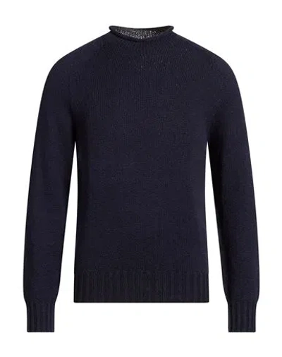 Drumohr Man Turtleneck Midnight Blue Size 44 Cotton In Black