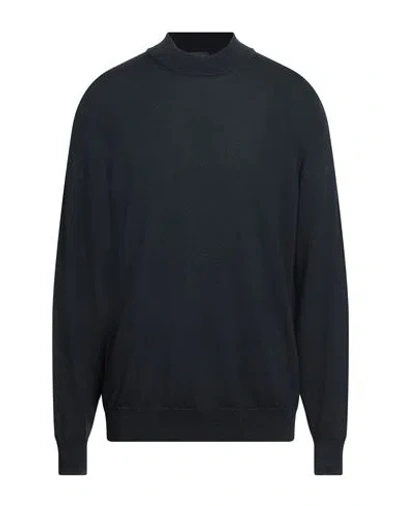 Drumohr Man Turtleneck Midnight Blue Size 44 Merino Wool In Black