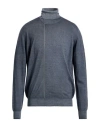 Drumohr Man Turtleneck Midnight Blue Size 44 Merino Wool In Blue