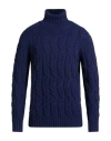 Drumohr Man Turtleneck Navy Size 42 Cashmere In Blue