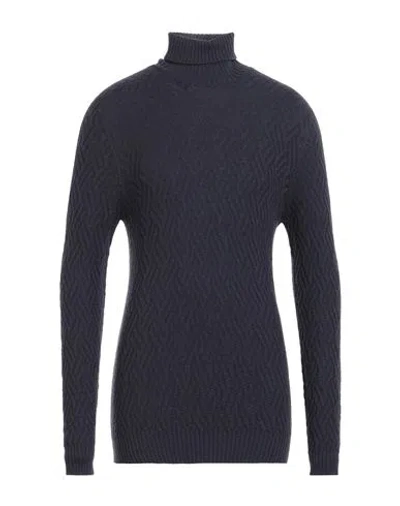 Drumohr Man Turtleneck Navy Blue Size 46 Merino Wool
