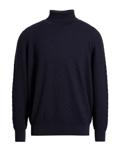 Drumohr Man Turtleneck Navy Size 48 Merino Wool In Blue