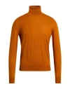 Drumohr Man Turtleneck Orange Size 42 Recycled Wool, Wool, Silk In Orange