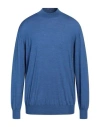 Drumohr Man Turtleneck Pastel Blue Size 48 Wool, Silk, Cashmere In Blue
