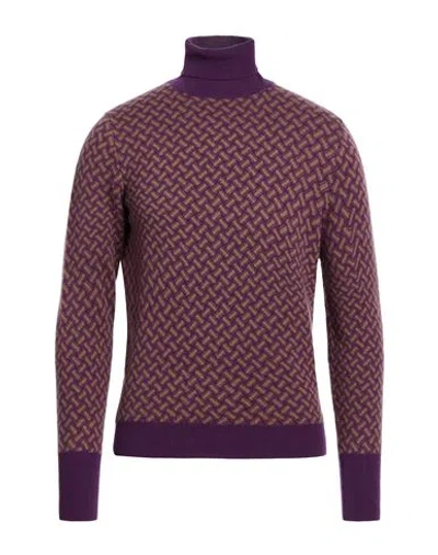 Drumohr Man Turtleneck Purple Size 46 Cashmere