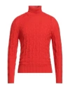 Drumohr Man Turtleneck Red Size 38 Super 140s Wool In Gold