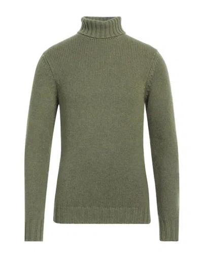 Drumohr Man Turtleneck Sage Green Size 38 Cashmere In Black