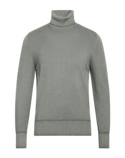 Drumohr Man Turtleneck Sage Green Size 46 Merino Wool In Gray
