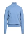 Drumohr Man Turtleneck Sky Blue Size 40 Cashmere