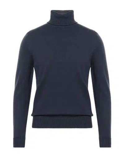 Drumohr Man Turtleneck Slate Blue Size 44 Merino Wool