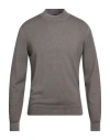 Drumohr Man Turtleneck Taupe Size 42 Merino Wool In Gray