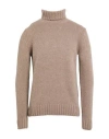 Drumohr Man Turtleneck Taupe Size 46 Cashmere In Brown