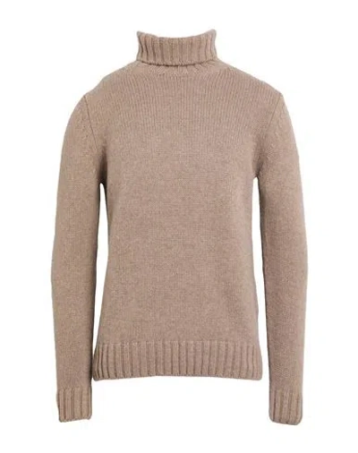 Drumohr Man Turtleneck Taupe Size 46 Cashmere In Brown