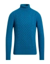 Drumohr Man Turtleneck Turquoise Size 38 Lambswool In Blue