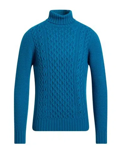 Drumohr Man Turtleneck Turquoise Size 38 Lambswool In Blue