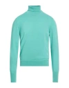 Drumohr Man Turtleneck Turquoise Size 38 Recycled Cashmere, Recycled Wool In Gray