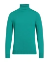 Drumohr Man Turtleneck Turquoise Size 42 Merino Wool In Green