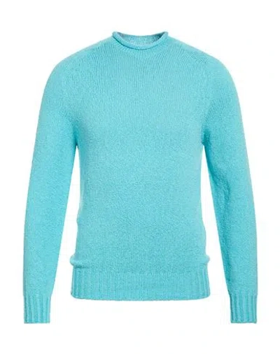 Drumohr Man Turtleneck Turquoise Size 44 Cotton In Blue