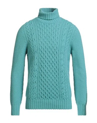 Drumohr Man Turtleneck Turquoise Size 46 Lambswool In Blue