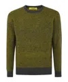 Drumohr Crew Neck Sweater Two-tone Design In Green