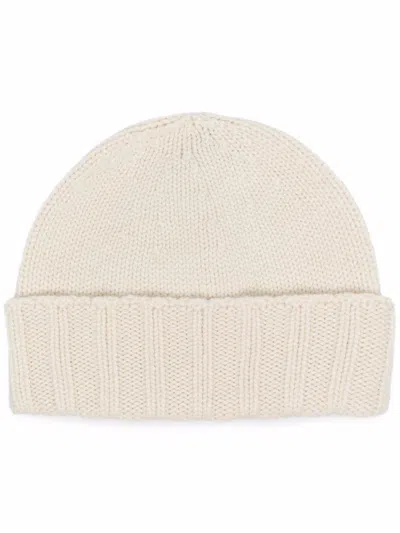 Drumohr Men's 100% Cashmere Beanie Hat In White