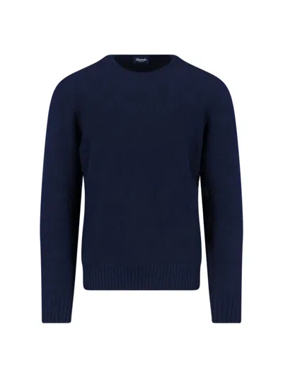 Drumohr Crew-neck Ribbed-trim Sweater In Blue