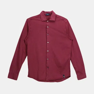 Drumohr Men's Blue Button-up Cotton Shirt Graphic T-shirt In Purple