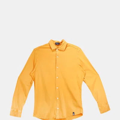 Drumohr Men's Blue Button-up Cotton Shirt Graphic T-shirt In Orange