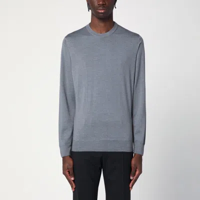 Drumohr Men's Grey Merino Wool Crew-neck Sweater In Gray