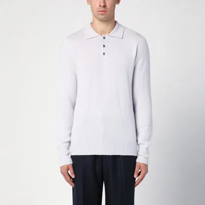Drumohr Men's Platinum-colou Wool Polo Jumper In White