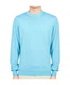 Drumohr Man Sweater Sky Blue Size 42 Super 140s Wool In Blue