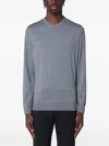 Drumohr Grey Merino Wool Crew-neck Sweater In Blue