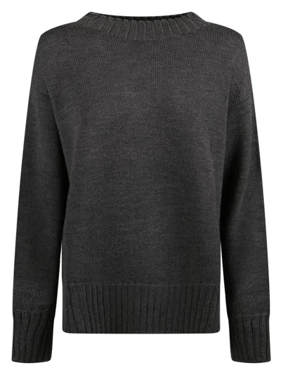 Drumohr Merino Over Round Neck Sweater In Gray