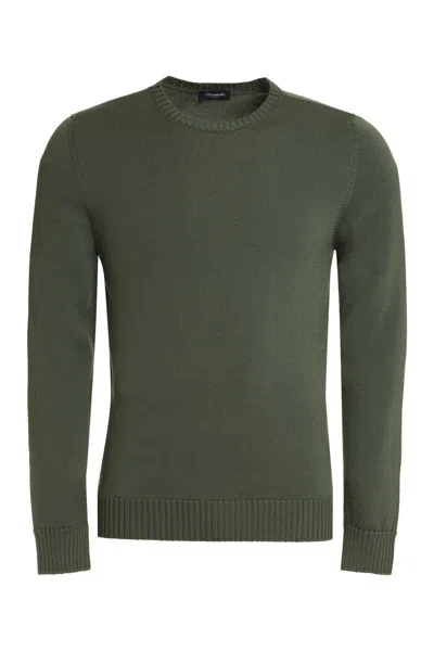 Drumohr Merino Wool Crew-neck Sweater In Green