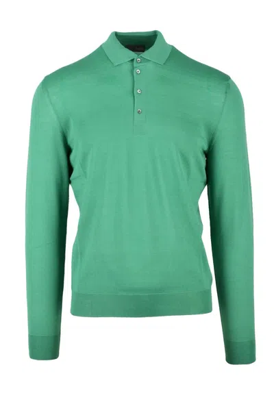Drumohr Merino Wool Knit Polo - Green